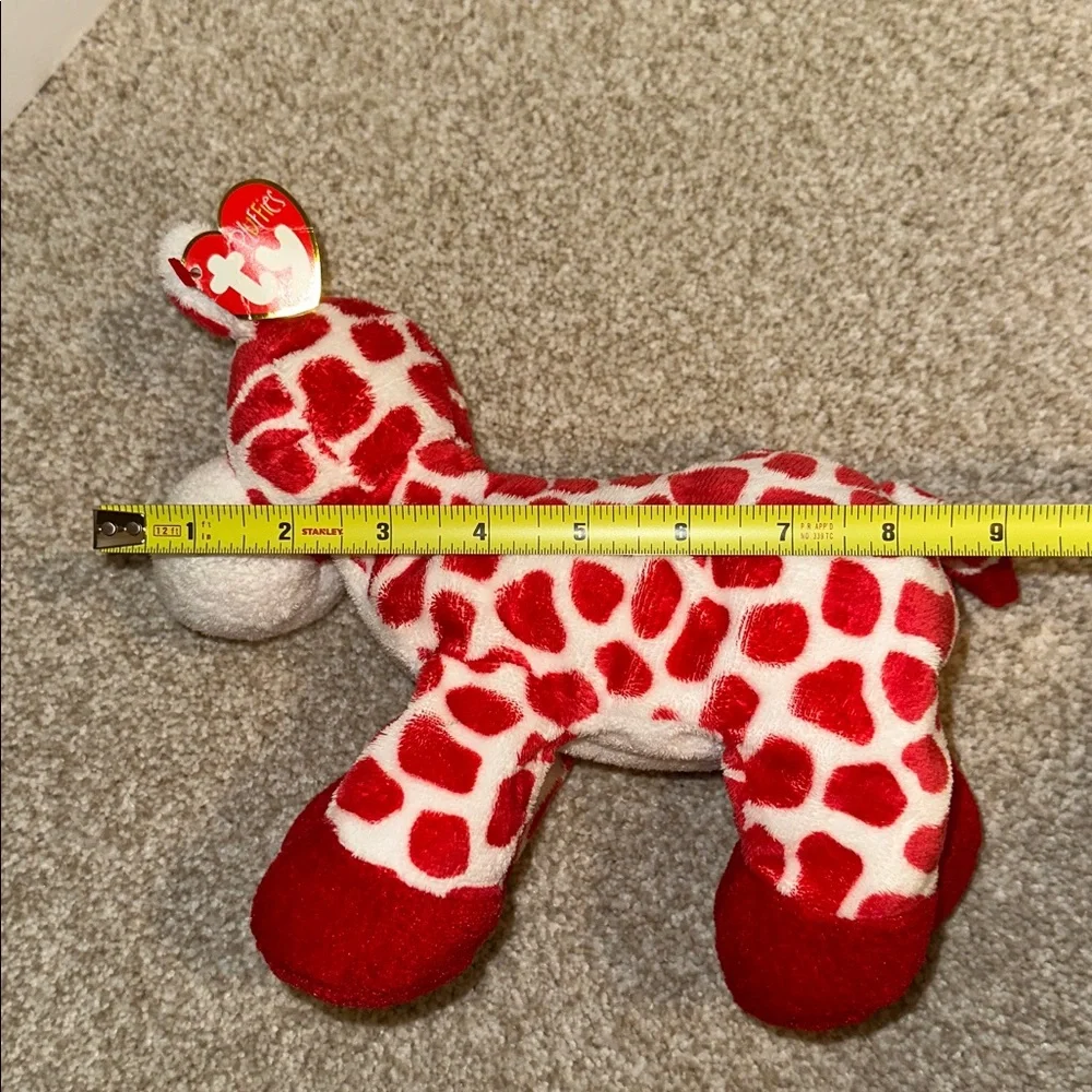 Vintage TY Pluffers Collection “Kisser” Red and White Giraffe Stuffy